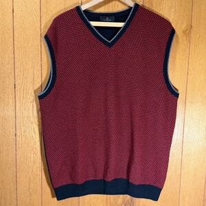 Alashan Cashmers 100% Cashmere Men’s Red & Black Geometric Sweater Vest Size XL